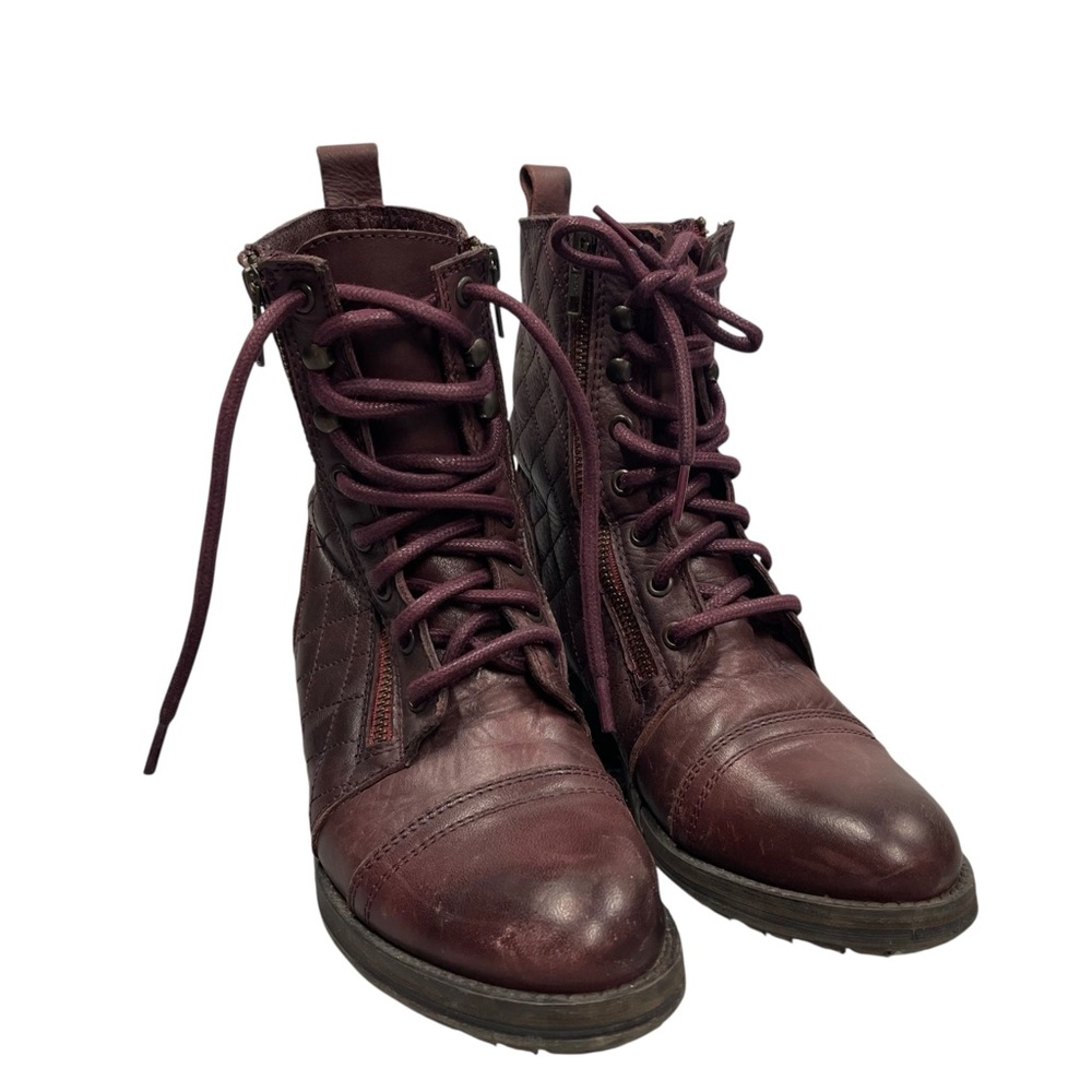 Steve Madden boots 7.5 brown leather side zip cap toe